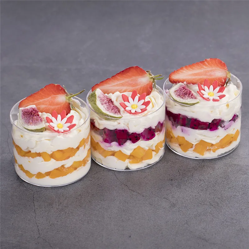 

10pcs Net red 200ml round cake cup wedding birthday party favors ice cream pudding yogurt dessert cup hard plastic packaging cup
