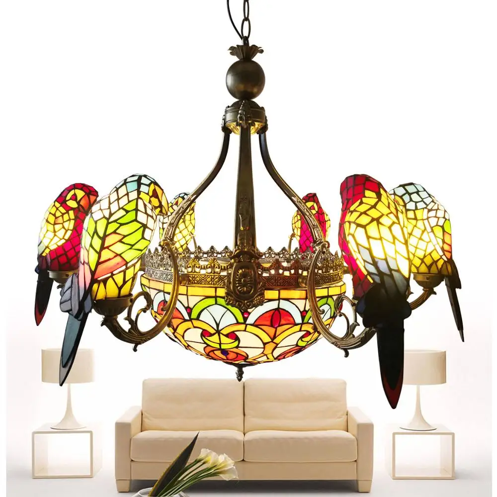 Люстра FUMAT Тиффани из витражного стекла подвесная светодиодсветодиодный лампа E27