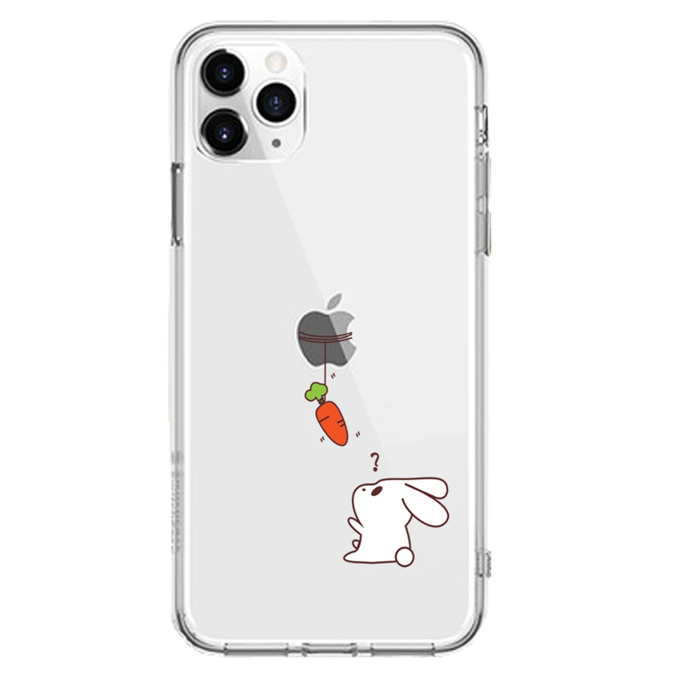 Мягкий силиконовый чехол для Apple iPhone 8, 7, 6, 6S Plus, 5, 5S, SE, XS, Max, XR, чехлы для телефона, в виде кролика, любви, редиса, падающих цветов