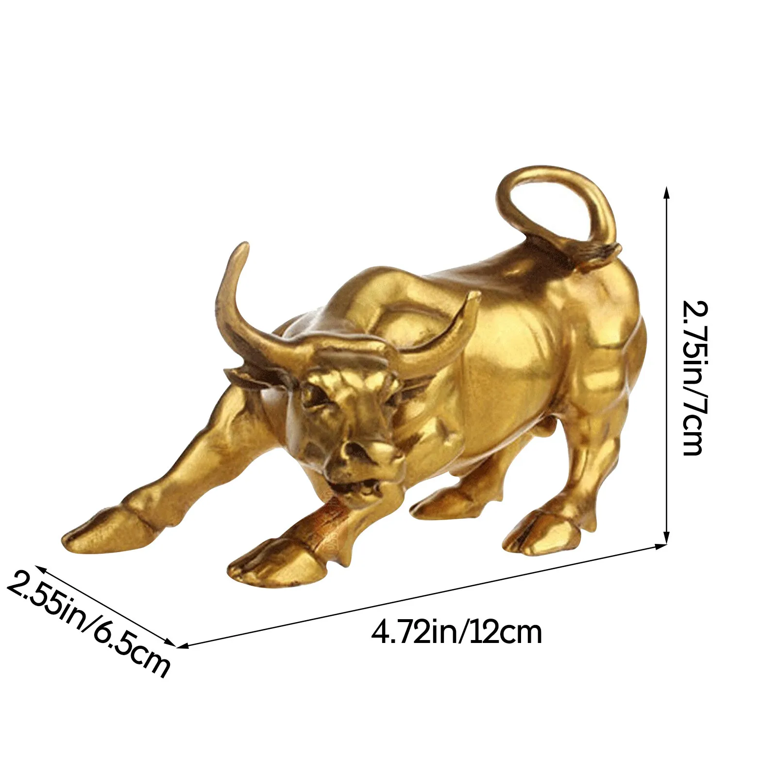 

Brass Bull Wall Street Cattle Sculpture Charging Stock Market Copper Cow Statue Mascot Crafts Ornament Home Office Gift