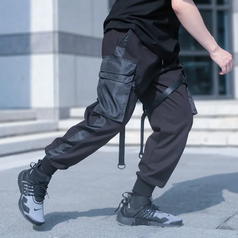Мужские тактические брюки-карго SILENTSTORM Techwear черные в стиле хип-хоп панк | Мужская