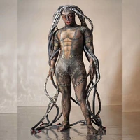 snake jumpsuit halloween party event alien snakes cosplay costumes cool men medusa siamese bodysuit stage show dance wear