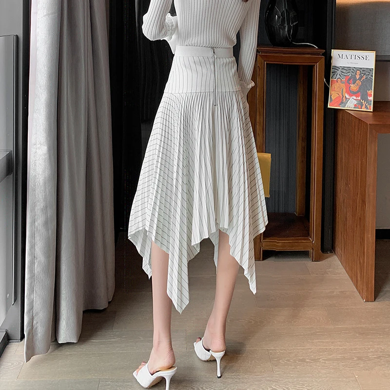 TWOTWINSTYLE Лоскутная Асимметричная юбка для женщин с высокой талией в полоску хит