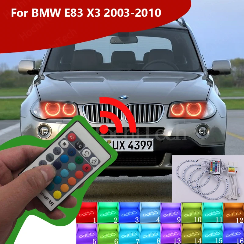 

Multi-Color 5050 RGB Halo Rings LED Bulb Flash Car Headlight DRL With RF Control For BMW E83 X3 2003-2010