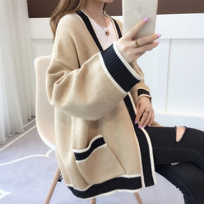 

Casual Autumn Women's Cardigan 2021 New Loose Single-breasted Harajuku Style Knitted Cardigan Blusa De Frio Feminina Wm*