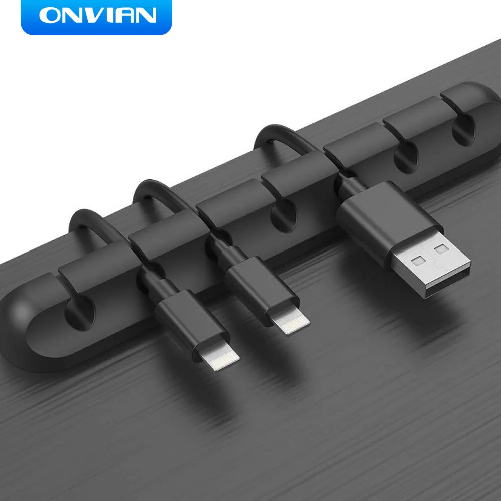 

Onvian Cable Organizer Silicone USB Cable Holder Flexible Winder Cable Management Clips For Mouse Headphone Data Line Keyboard
