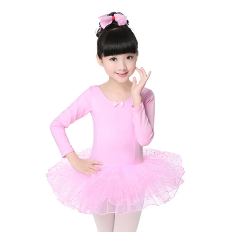 Балетное платье для девочек пачка в горошек с короткими рукавами и сеткой танцев