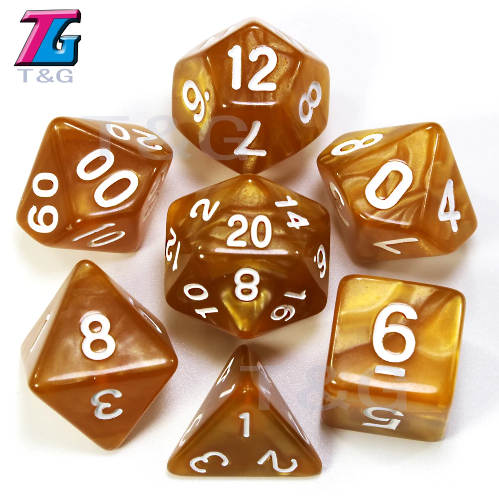 7 шт./компл. T& g многогранник Dados D& D кости с эффект мраморной поверхности, прозрачный D4 D6 D8 D10 D10% D12 D20 игральные кости