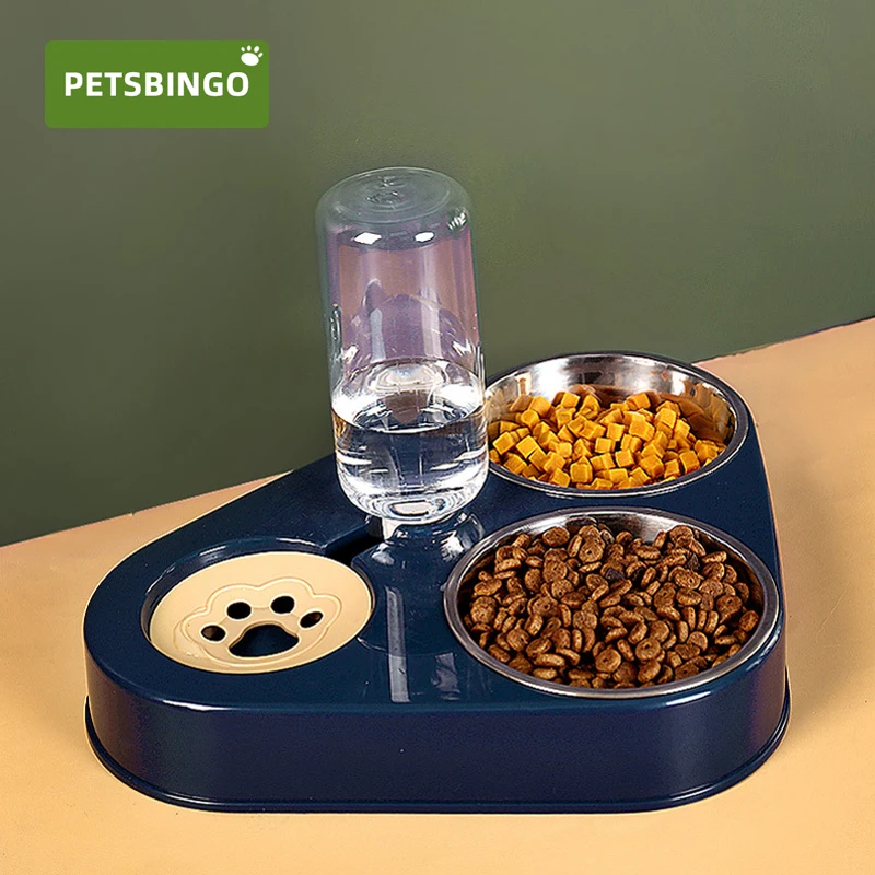 

PETSBINGO Dog Food Bowl PP Pet Feeder 800ml Automatic Dog Water Bottle Removable Cat Food Storage Container with Waterer