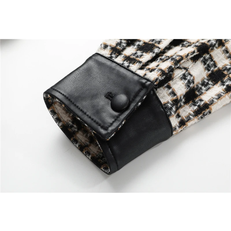 Женская клетчатая куртка с длинным рукавом однобортная модная уличная одежда