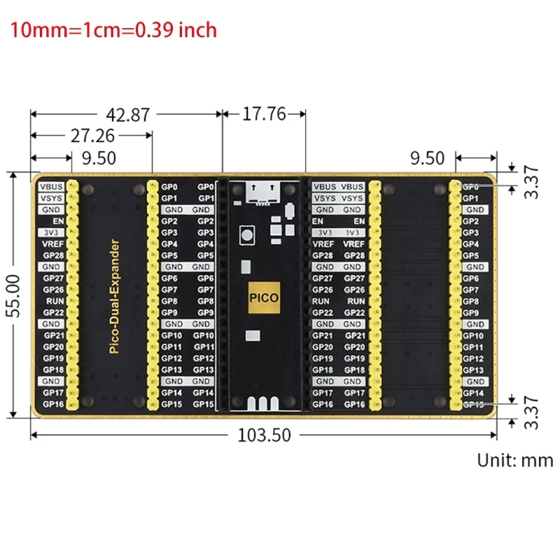 

Dual Gpio Expander for Raspberry Pi Pico, Two Sets of Male Headers AXYB