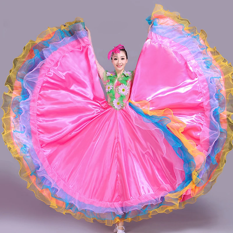 Мода плюс размер цыганское женское испанское Фламенко юбка представление танец