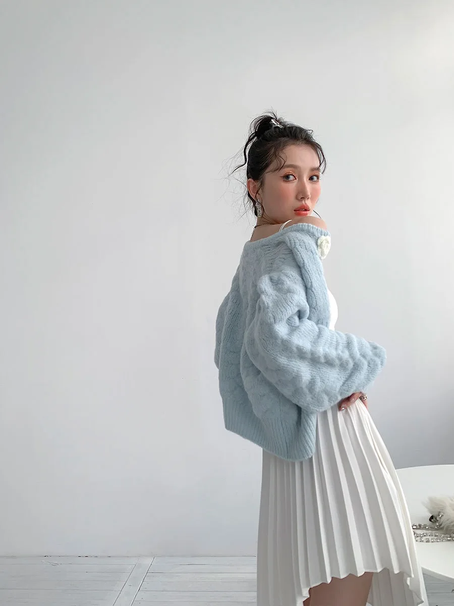 Элегантный свитер в стиле преппи Глория &amp Grace вязаный кардиган с голубыми