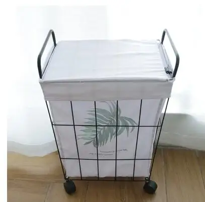 M-with lid Корзина для хранения с колесиками железная ванная комната разное Нижнее белье коробка для хранения игрушек Органайзер канцелярский контейнер корзина для белья pf9220 - Цвет: M-with lid