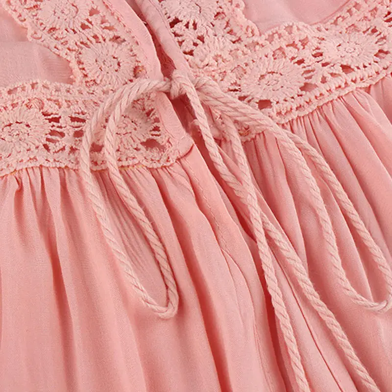 

women beach long dress solid lace short sleeve cardigan holiday leisure female summer maxi Dress femme