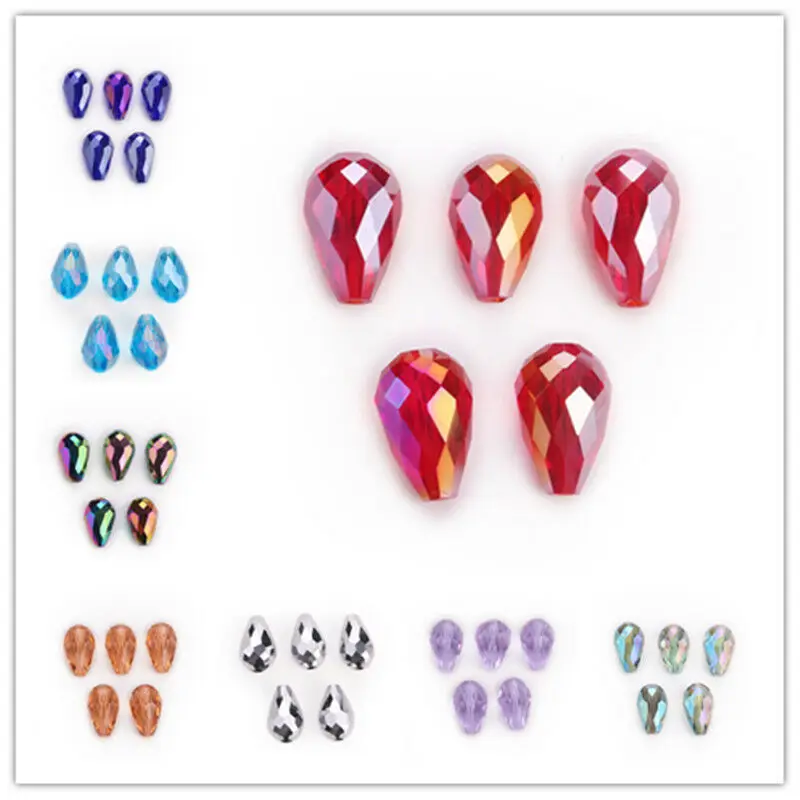 

Finding 10x15mm Crystal Charm Jewelry DIY Beads Spacer Teardrop Loose Bulk Glass