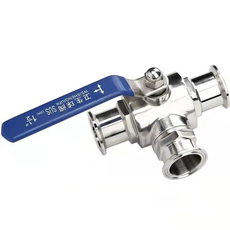 

Pipe OD 3/4" 1" 1-1/4" 1-1/2" 2" SS304 Stainless Steel Sanitary 3 Way Ball Valve T Port Ferrule Type Fit 1.5" 2" Tri Clamp