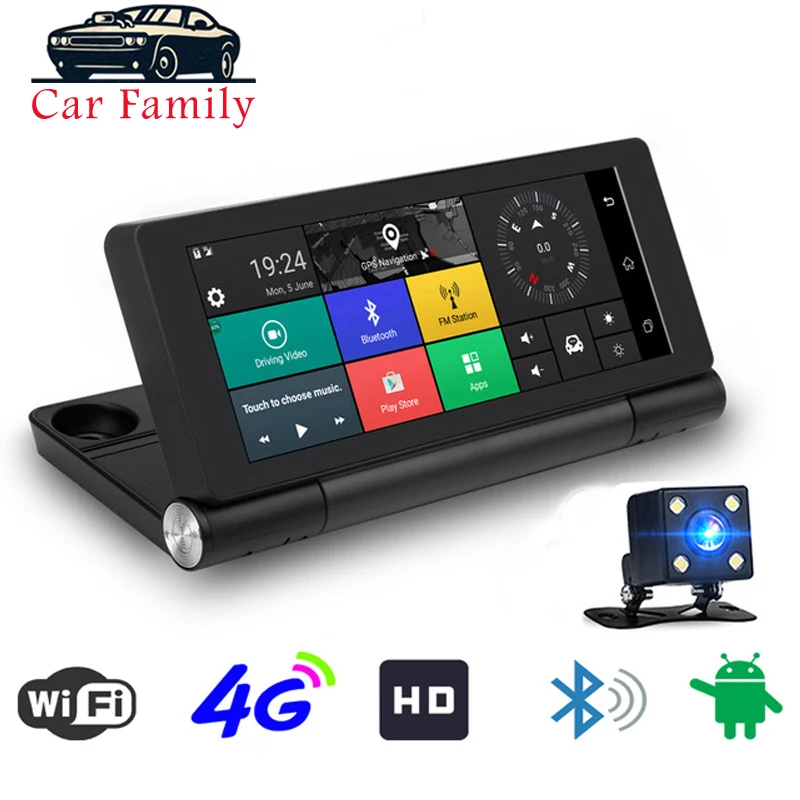 Видеорегистратор с двумя объективами gps навигация Bluetooth g сенсор 4G Android 5 1