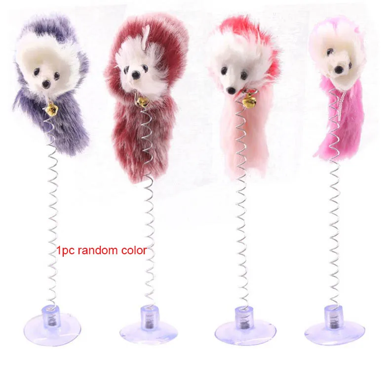 random color Забавная кошачья интерактивная игрушка, палочка из перьев, палочка с маленьким колокольчиком, клетка для мыши, игрушки из пластика, искусственная красочная кошка, Прорезыватель для домашних животных - Цвет: random color