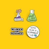lamemdee respectable female scientist enamel pins technology improve life brooches clothes bag badges gifts for researcher