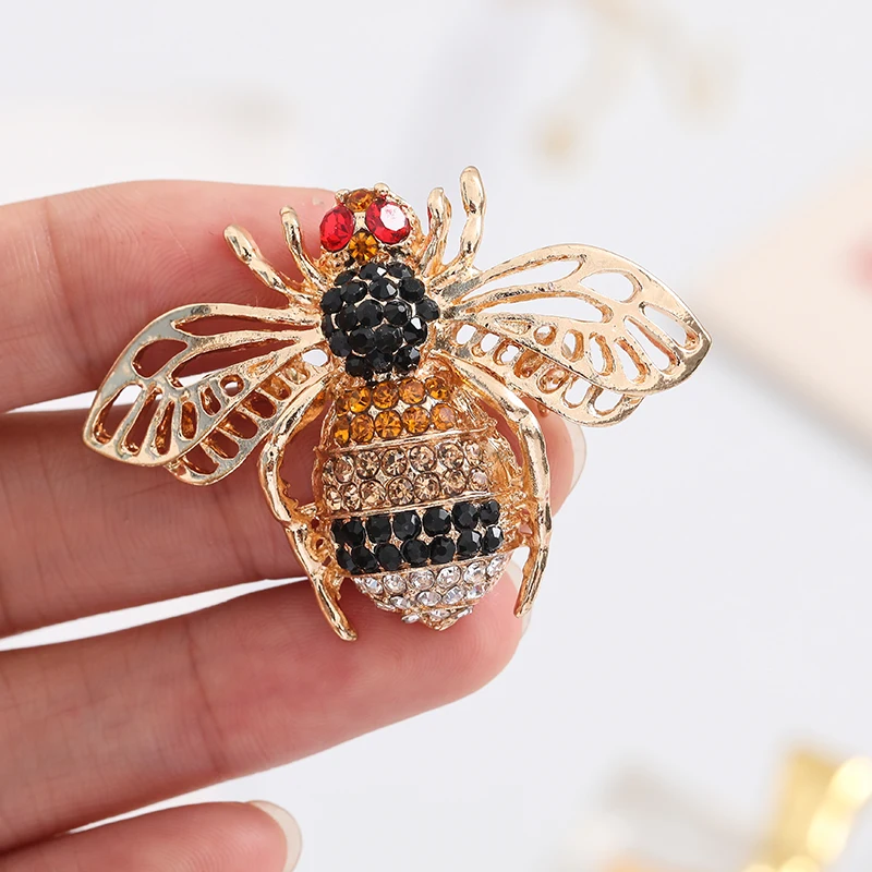 

Fashion retro bee rhinestone brooch insect metal pin ladies jewelry cute little wasp decoration accessories