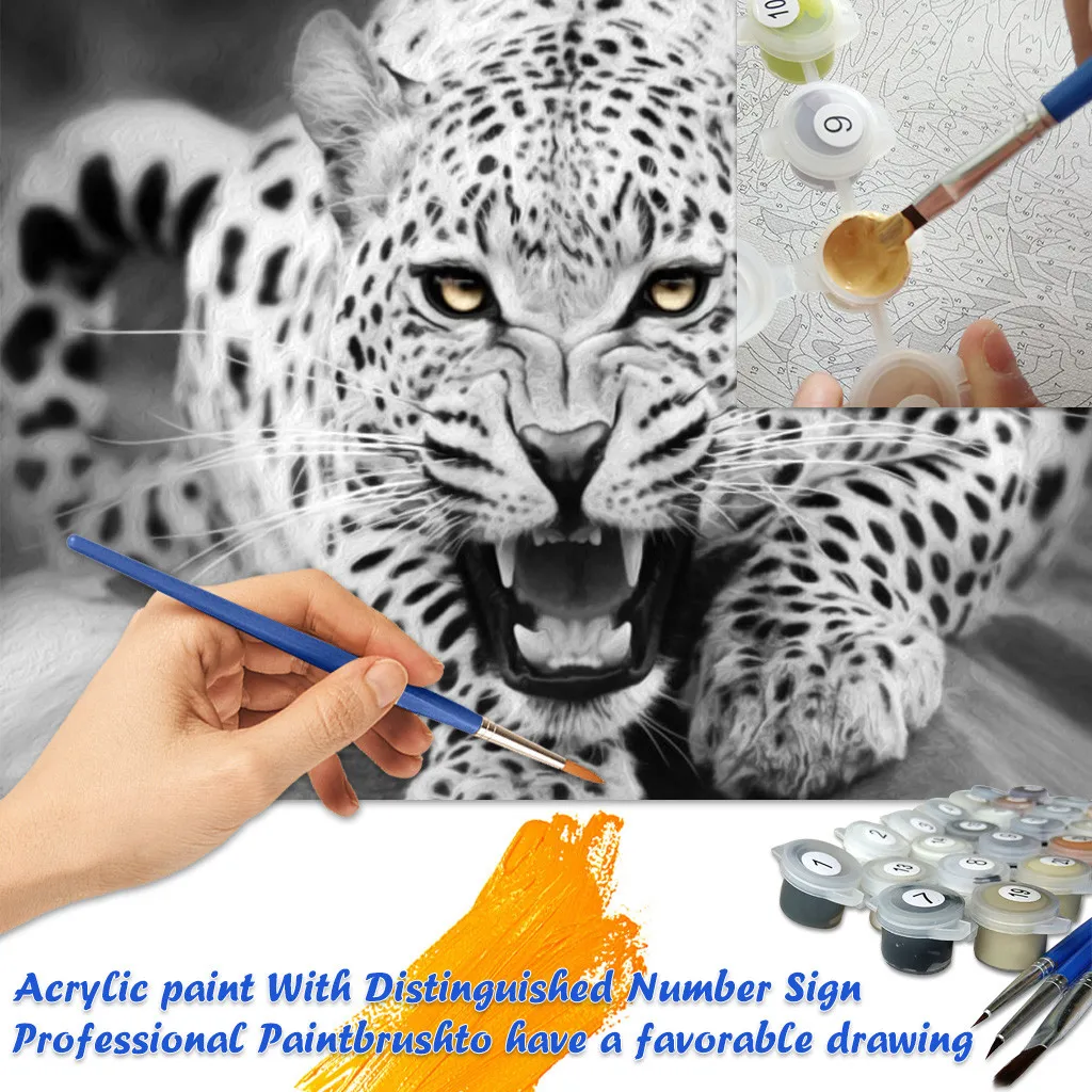 40x50 см DIY картина по номерам Леопард Холст Картины цифровая маслом домашний декор