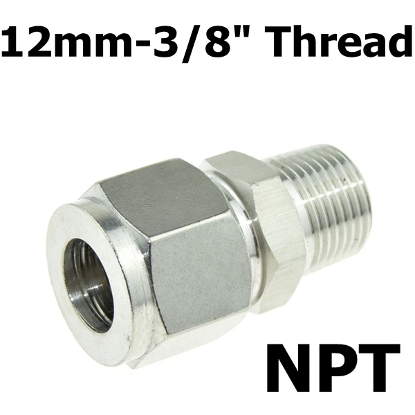 12mm OD Tube 3/" PT наружная резьба NPT x 6 мм 8 мм OD двойной наконечник трубки воздуха для компрессорной трубы разъем SS 304 нержавеющая сталь 1/4" 1/2" - Цвет: 12mm OD Tube