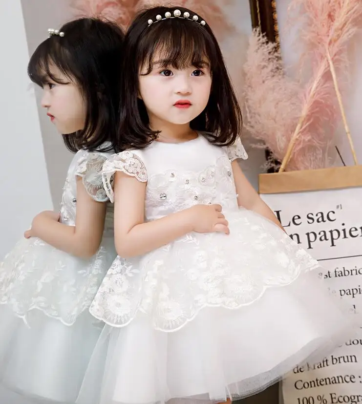 

Newborn Baby Girl Dresses Beaded Tulle Princess Baby Infant Christening Gown 1 year Birthday Dress Newborn Infant Baptism Gown