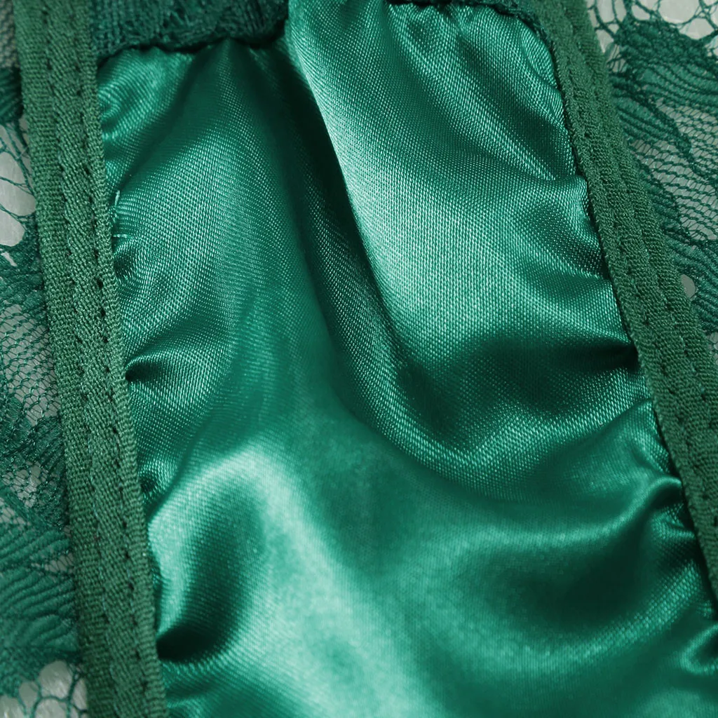 Модный Зеленый женский сексуальный комплект с бюстгальтером кружевной ажурный