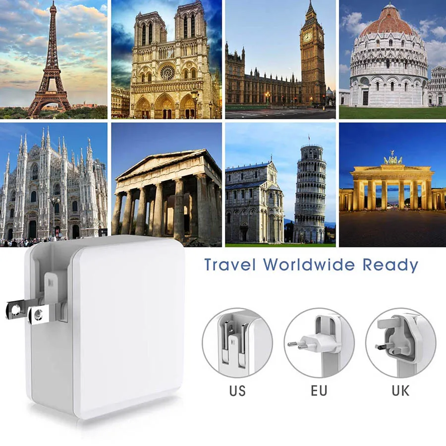 

65W Standard PD USB C Charger 3-Port Travel Wall Charger for Macbook Pro iPhone ipad Laptop Tablet Android QC 3.0 Fast Charger