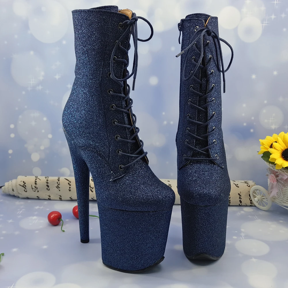 Leecabe 20 сантиметровые высокие ботинки для танцев на шесте с блестками высоком