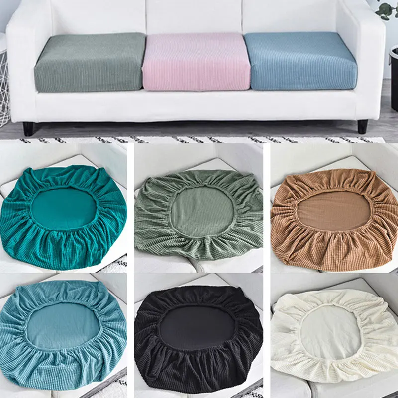 

Cushion Cover Home Classic Sofa Cover Lazy Sofa Cushion Solid Color Corn Fleece Couch Stretchy Slipcovers Protector anti-skid
