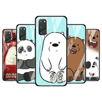 three cute bear for samsung galaxy s20 fe ultra note 20 s10 lite s9 s8 plus luxury tempered glass phone case cover