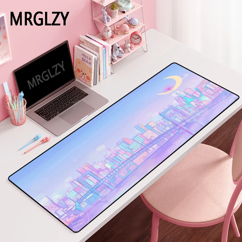 

MRGLZY Drop Shipping Kawaii Mouse Pad Gamer DeskMat Large XXL Computer Gaming Peripheral Accessories Pink MousePad for LOL Csgo