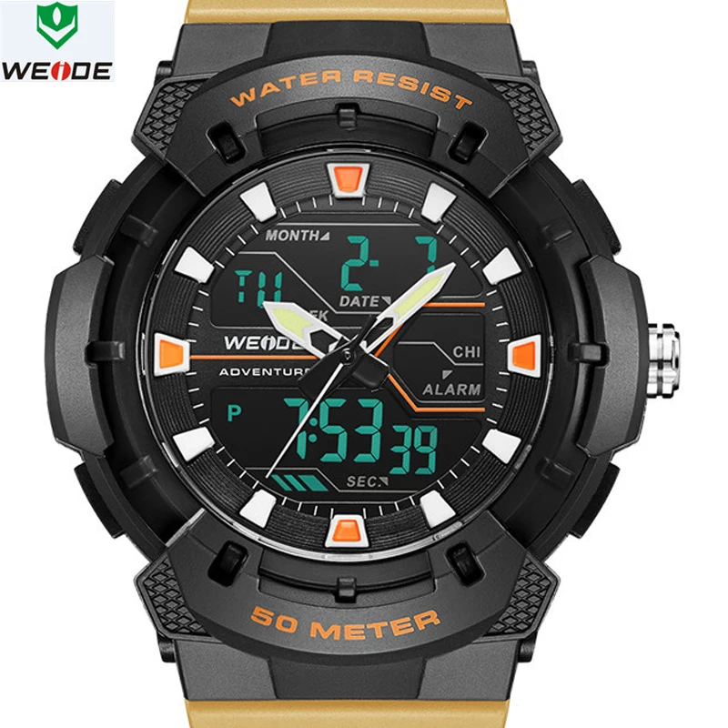 Мужские часы WEIDE мужские кварцевые спортивные цифровые наручные армейские