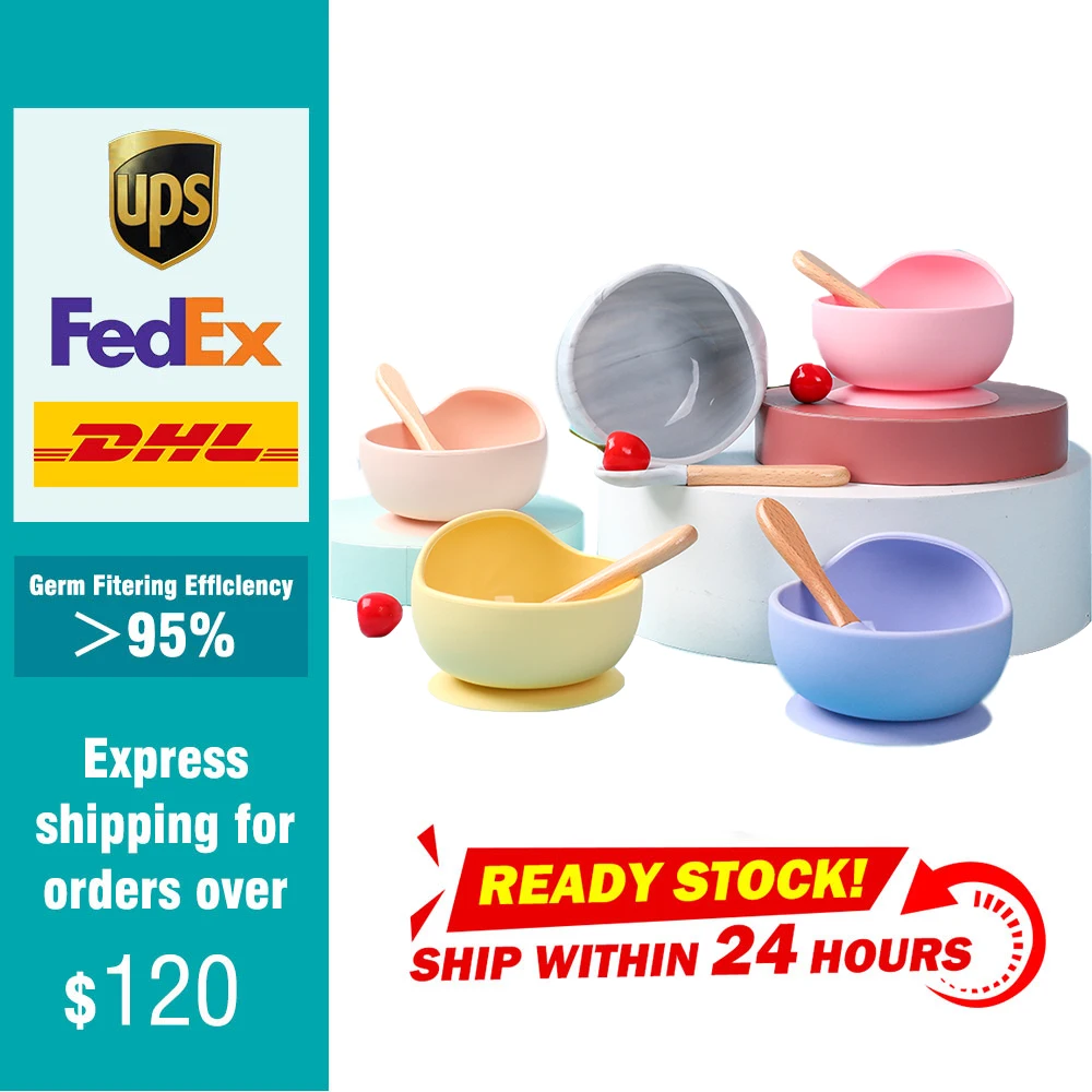 Силиконовая тарелка для кормления ребенка чашка ложка устойчивая к скольжению