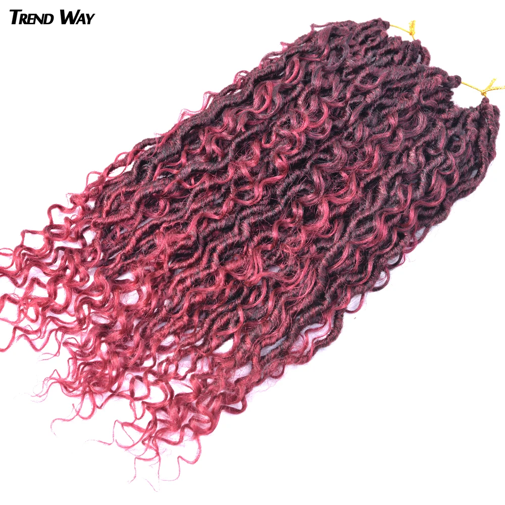 

18inch Synthetic Faux Locs Curly Twist River Goddess Crochet Braiding Hair Extension Ombre For Women TrendWay Passion For Afro