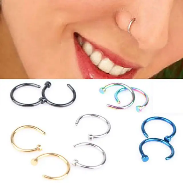 

1pcs U Shaped Fake Nose Ring Hoop Septum Rings Stainless Steel Nose Piercing Fake Piercing Oreja Pircing Jewelry