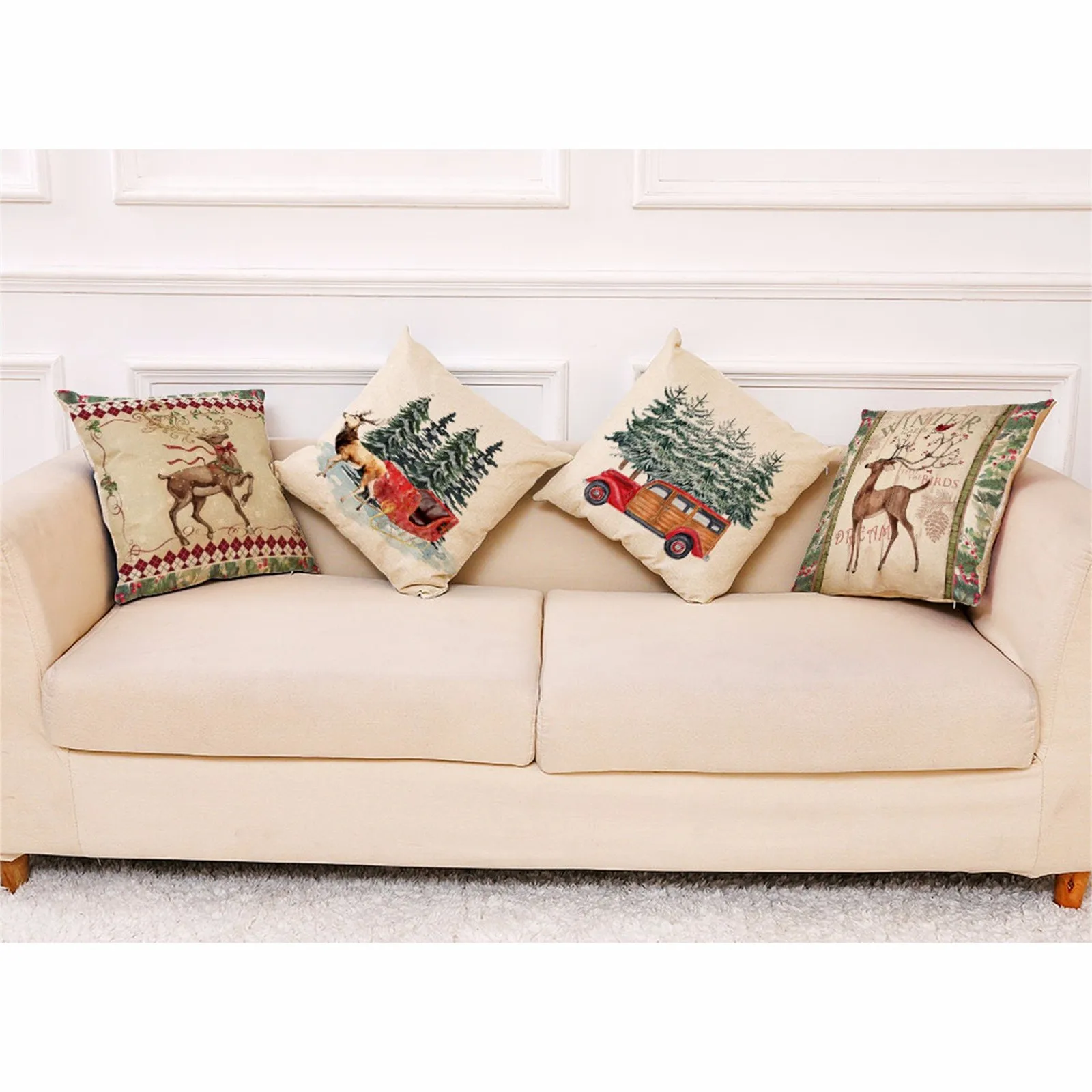 

Pillow Case Christmas Pattern Sofa Car Throw Cushion Cover Home Decor pillow case cojines para sof autumn decoration