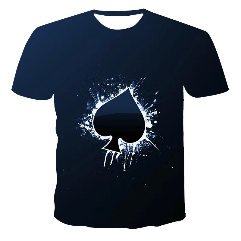 

2021 New Summer T-Shirt Unisex Short-Sleeved 3D Printing T-Shirt Poker Series Personality Round Neck Pullover
