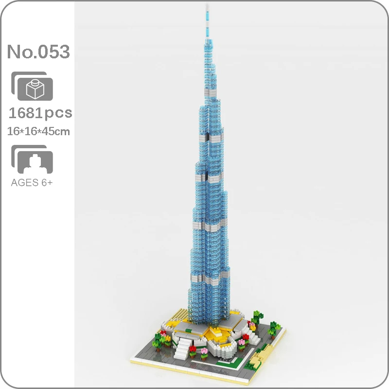 

No.053# World Architecture Dubai Burj Khalifa Tower Tree Flower Model Bricks Building Blocks Toy For Children Birthday Present