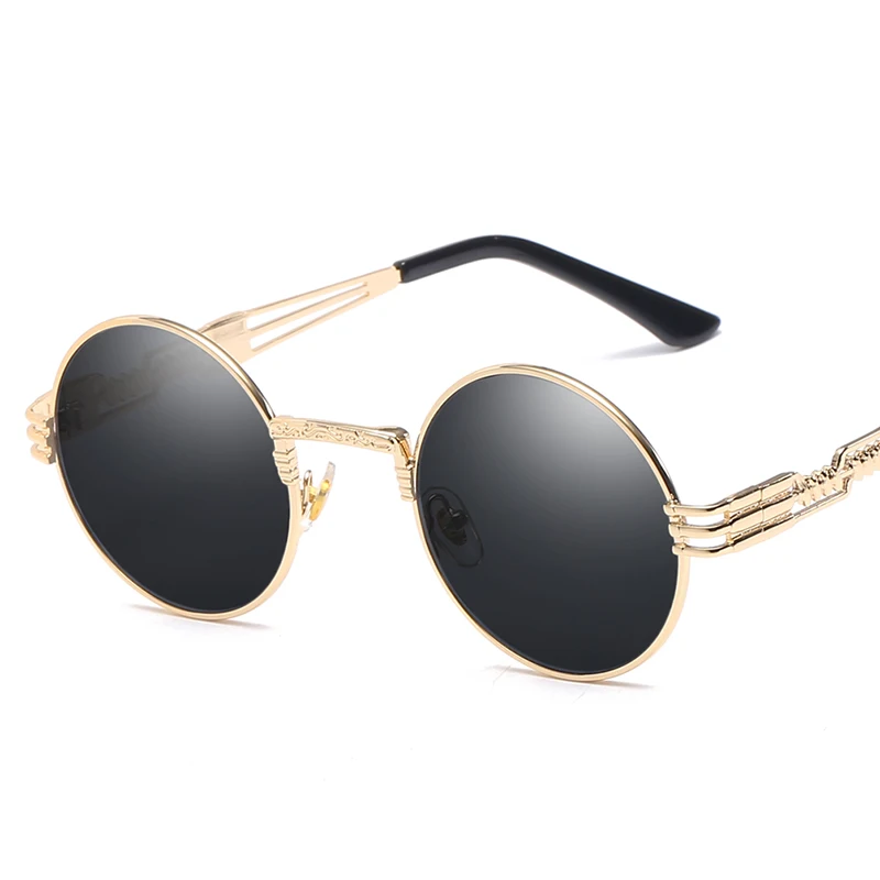 Круглые Солнцезащитные очки металлические стимпанк Wo мужские s солнцезащитные