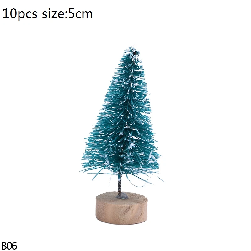 B06-5cm-10pcs green Разноцветная белая зеленая искусственная мини-елка для детей DIY Деревянная Рождественская миниатюрная Рождественская елка настольное украшение сосны - Цвет: B06-5cm-10pcs green
