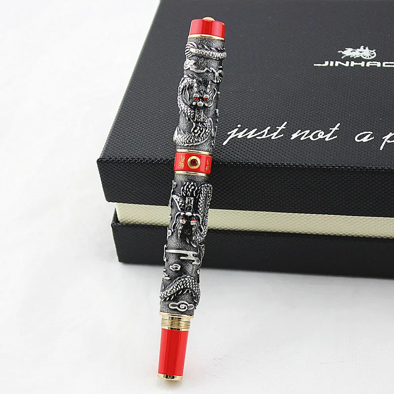Jinhao двойной дракон/змеиная винтажная Роскошная авторучка/ручка держатель полностью Металлическая резьба тиснение Тяжелая Подарочная Ручка Коллекция