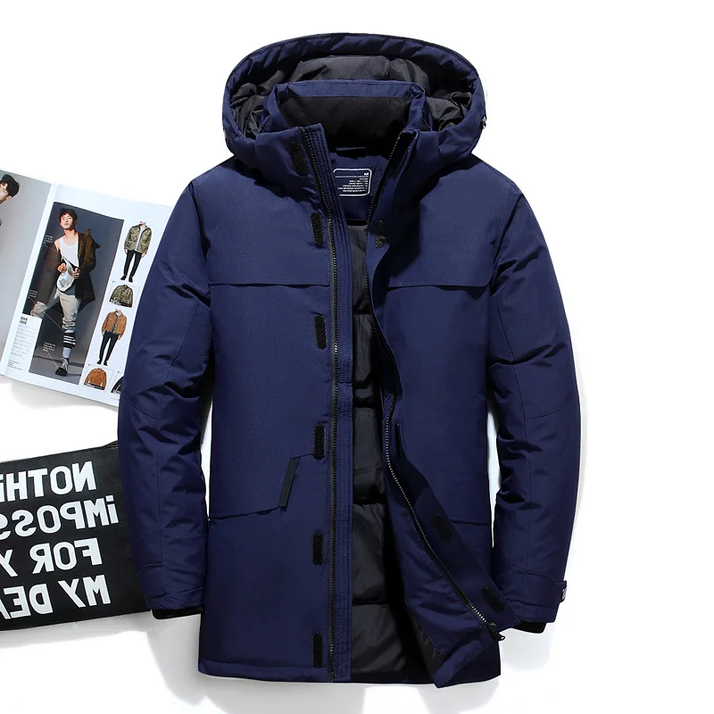 Мужская теплая куртка на утином пуху черного цвета верхняя одежда для зимы