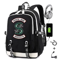 riverdale south side snake backpack for men travel bag women casual laptop bags with usb charging school student backpack