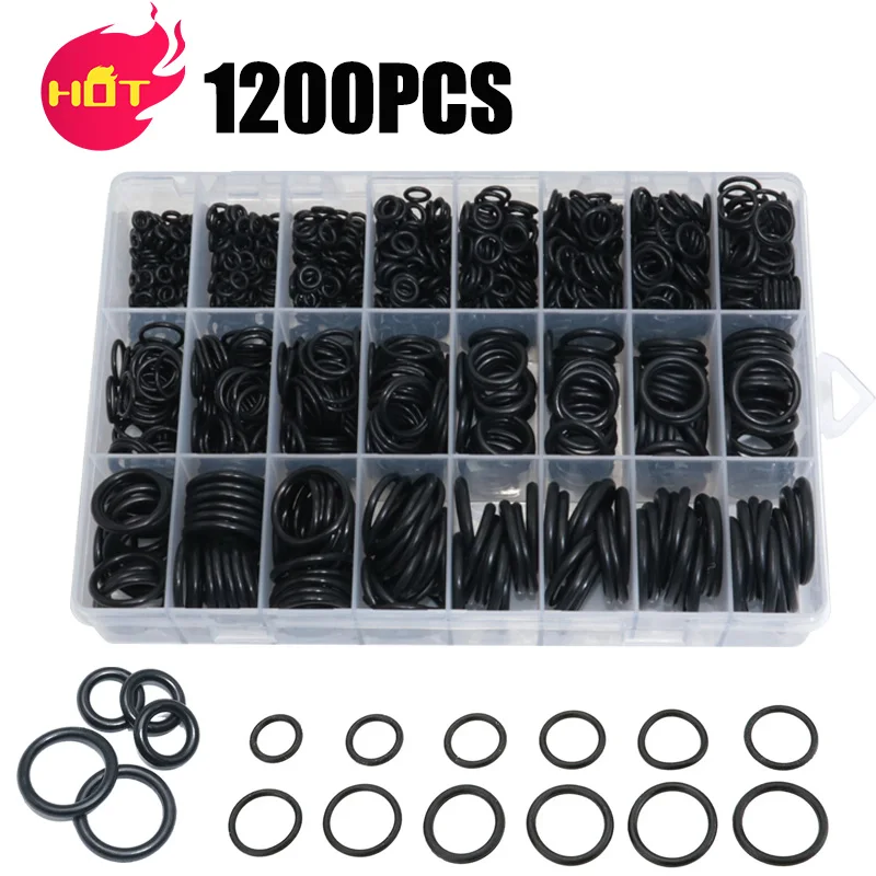 1200PCS Boxed Nitrile Rubber O-ring Kit NBR Seal Gasket Oring For Car Auto Vehicle Repair Oil Resistant O Ring Set