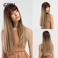 esin synthetic hair ombre dark root green lolita wigs with bangs for women naturals heat resistant wig free gifts shipping