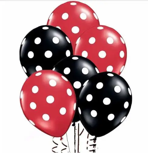 10pc Black red 10 шт./лот 12 дюймов, в горошек воздушных шаров из латекса, Для мальчиков и девочек День Рождения вечерние наборы; детский душ вечерние украшения - Цвет: 10pc Black red