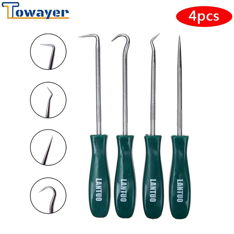 

4pcs car oil seal screwdriver oil seal puller O-hook removal seal ring hook car repair tool rubber ring car removal tool